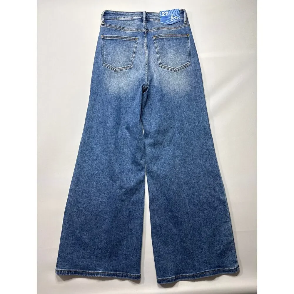 NWT Blue Moment Women's‎ Camila High Waisted Wide Leg Baggy Jeans - 27 (26x28)